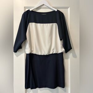 LOFT Navy and White Colorblock Mini Dress Size 8
